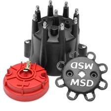 MSD Distributor Cap & Rotor Kit 84336; HEI/Male Black V8 for Billet, Pro-Billet