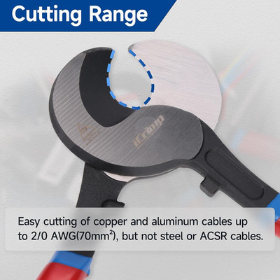 Heavy Duty Cable Cutter, 9  Wire Cutter, Cuts up to 2/0 AWG (70mm²) Copper an...
