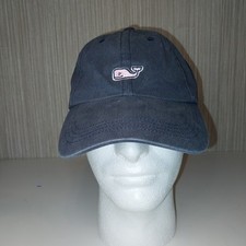 Vineyard Vines Navy Blue Strapback Baseball Cap Hat Pink Whale Logo Embroidered