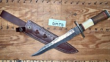 Hand Forged Steel Double Edge Dagger w/Laser Etched Pattern  Sheath