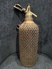 Vintage Sparklets Soda Siphon Seltzer Bottle Wire Mesh Czechoslovakia 14” Tall