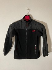 Puma Boys Black Full-Zip Jacket L Polyester Lightweight Fleece With Red Logo