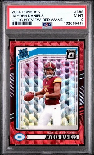 2024 Jayden Daniels Donruss Rated Rookie Optic Preview Red Wave #389 RC PSA 9!!