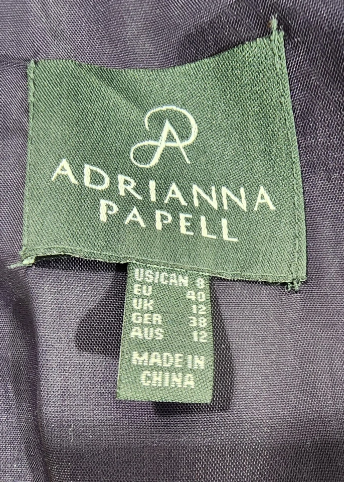 Vestido sin mangas de jacquard Adrianna Papell para mujer 8 púrpura floral noche formal Foto 3 de 4