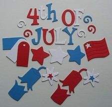 Fourth  4th of JULY Chipboard Letters  Die Cut Embellishments Kit