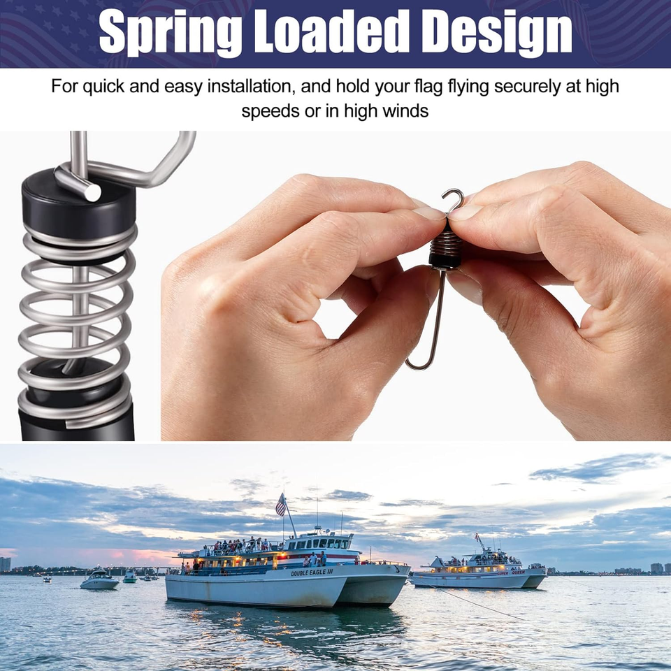Stainless Steel Fishing Flag Clips for Boat Halyards, Outrigger Lines, Antennas eBay