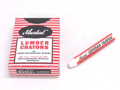1-DOZEN MARKAL LUMBER CRAYONS, WHITE, 12-Pack, #500