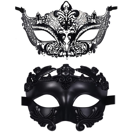 2Pcs Couple Masquerade Roman Greek Mask Venetian Mardi Gras Metal Mask Halloween - Picture 15 of 19