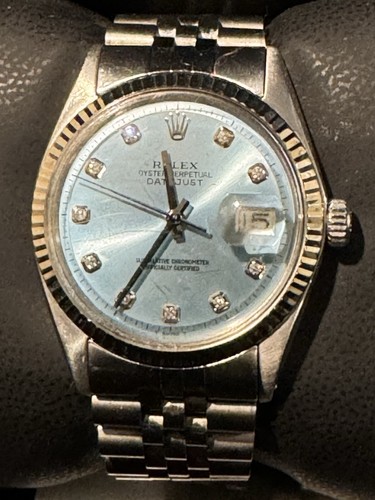 Rolex Datejust Stainless W/ White Gold Fluted Bezel And Diamond Markers