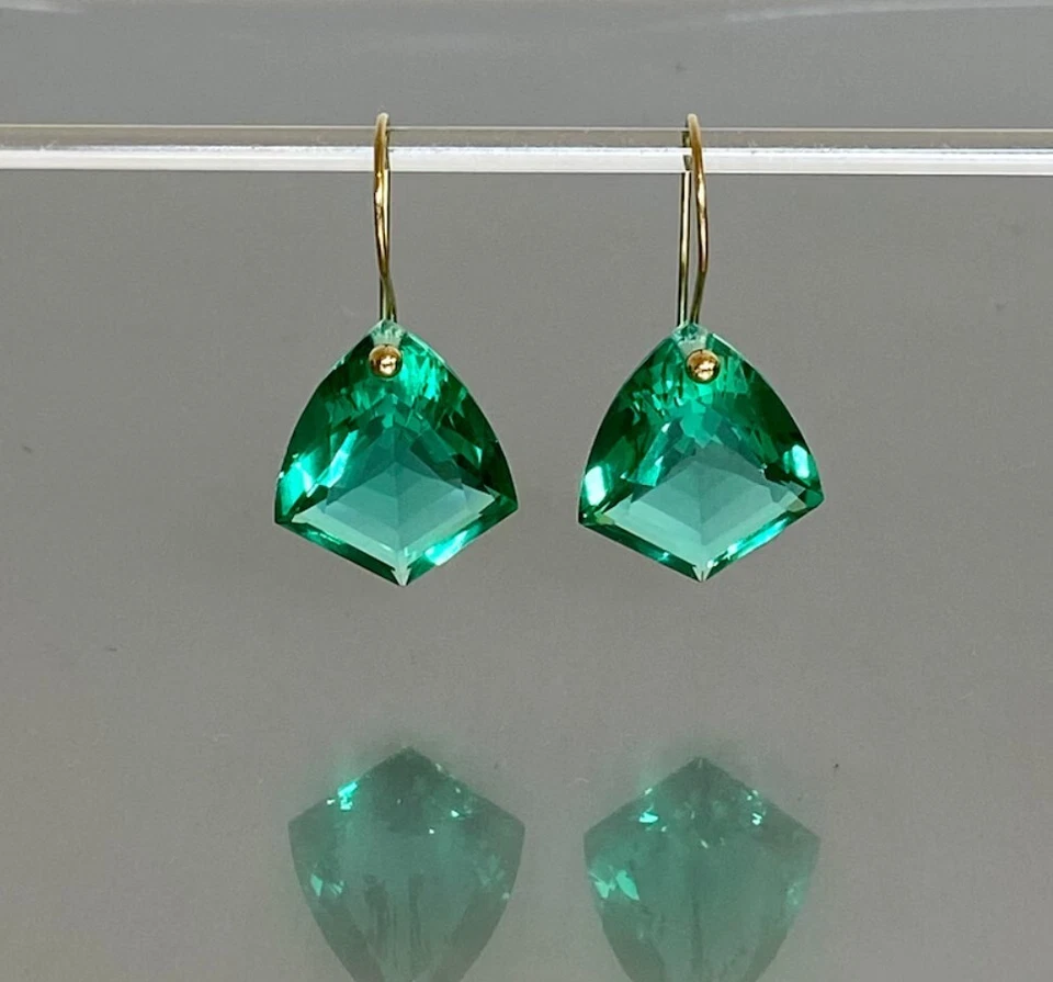 Smeraldo Quarzo Orecchino,Verde Goccia & Pendente Kite Orecchini,925 Argento - Immagine 4 di 4