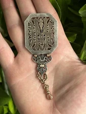 Chatelaine Hook & Gold And Silver & Monogram & 19th Century Work