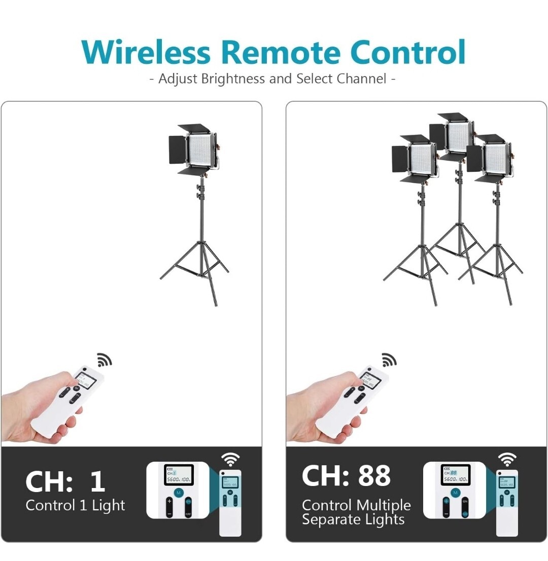 Neewer 2Pack Advanced 2.4G 480 LED Video Light Photography Lighting Kit