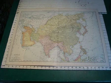 Vintage Original 1898 Rand McNally Map:  ASIA, 28 x 21"