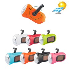 2PCS LED Torch Hand Crank Dynamo Solar Powered Flashlight Lamp Emergency Light