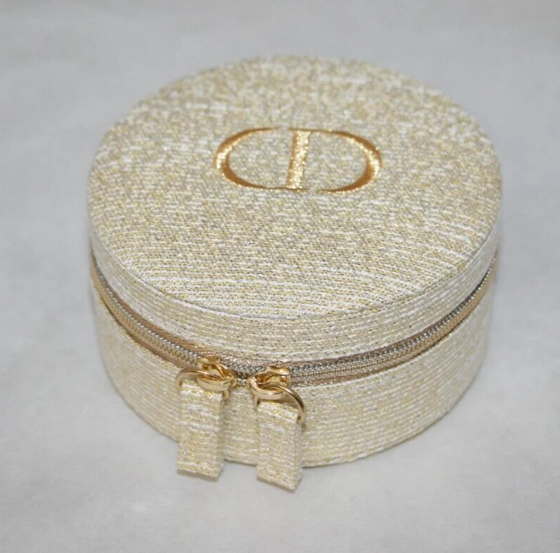 Christian DIOR 2024 Pochette ronde bijou de voyage créateur paillettes dorées NEUF