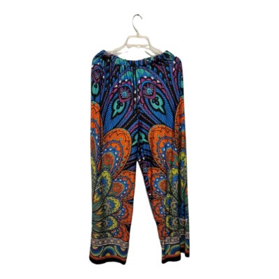 Palazzo Pants By Sharagano sz Medium Bold Wide Leg Travel Pants Airport Cruise