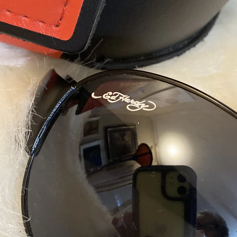 Gafas de sol Ed Hardy vintage tatuaje para hombre aviador diseño sirena pinup con estuche Foto 3 de 4