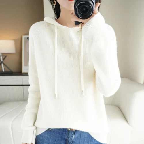 Damen Strick Pullover Hoodie Langarm Slim Fit Komfort Freizeit Pulli Mode - Bild 36 von 38