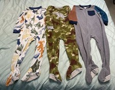 3t Carters Fleece Footed Pajamas Lot 3 GUC Smoke Free Toddler Pj Boys