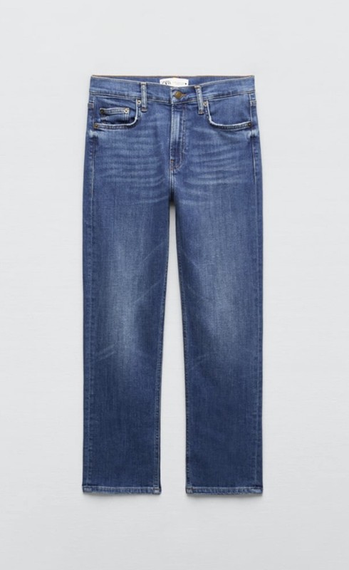 Zara The Slim Cropped Jeans In Medium Blue Size 4 NWT
