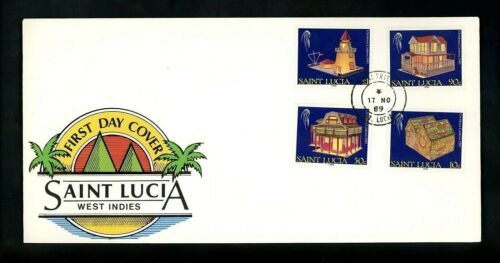 Postal History St. Lucia FDC #949-952 Christmas Lanterns 1989