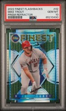 2022 Finest Flashbacks Mike Trout Prism Refractor 27/35 PSA 10 Jersey Number 1/1