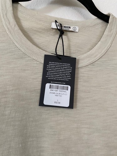 NWT Buck Mason Men's Tee Enamel Slub 100% Cotton Curved Hem T shirt - Picture 6 of 9