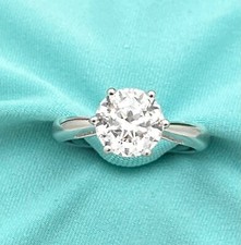 Silver Solitaire Cubic Zirconia Engagement Ring-Sterling-1ct-1.5mm Band-Vintage