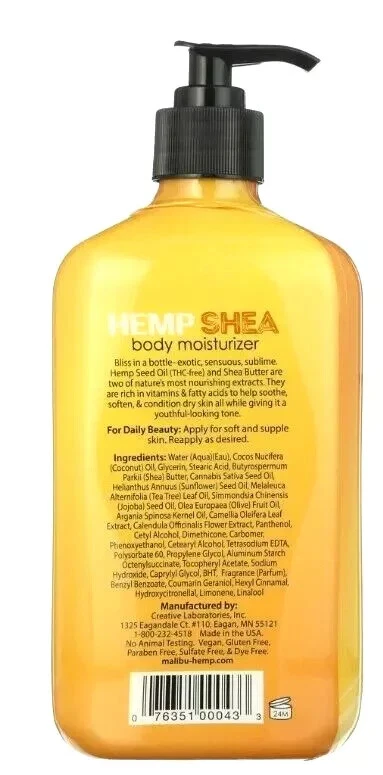 2-PACK, Malibu Tan Hemp SHEA BUTTER Skin Firming Body Moisturizer Lotion, 18 Oz. - Image 3 of 4
