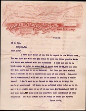 1892 Boston - Charles Clements Granite & Statuary - Rare Letter Head Bill