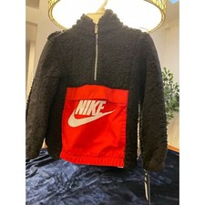 Nike Quarter-Zip Fleece Hoodie - Kids Size 6 - Black  Red - Brand New with Tags