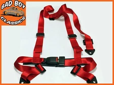 RED  3 Point Racing Seat Belt Harness Kit For Car / Off Road / 4x4 