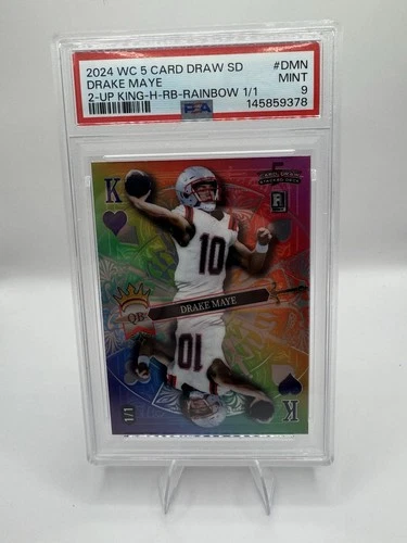 Wild Card 2024 5 Card Draw Stacked Deck Drake Maye Rainbow 1/1 PSA 9 Football