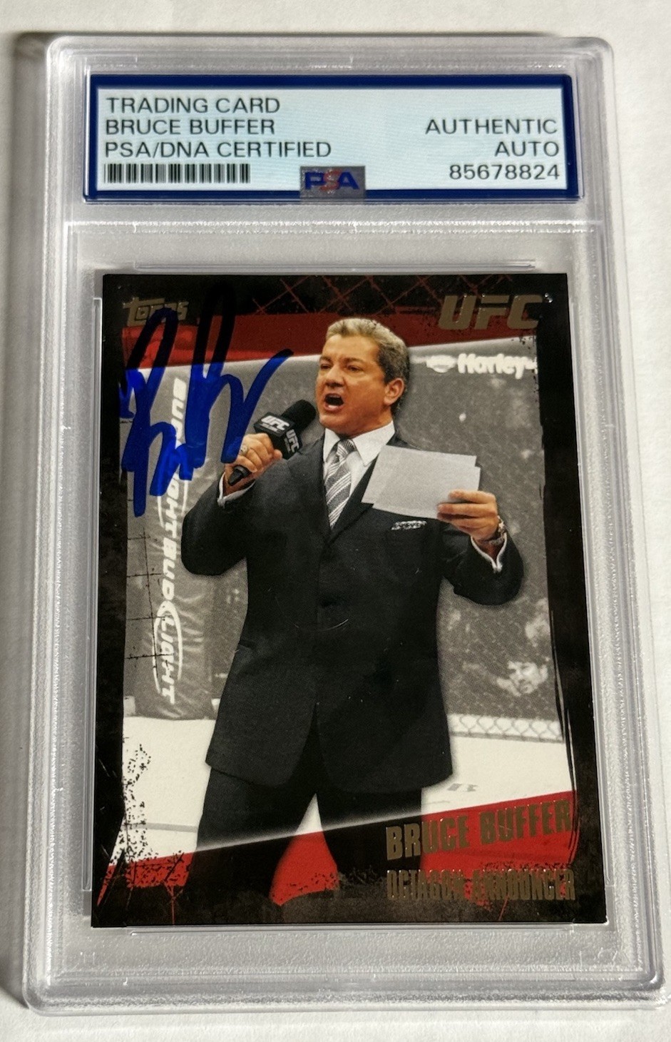 BRUCE BUFFER SIGNED AUTO RC 2010 Topps UFC No. 170 Octagon Announcer PSA