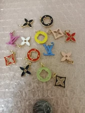 14  Pc Set Designer Zipper Pull L V  Button Gold Charm Pendant 