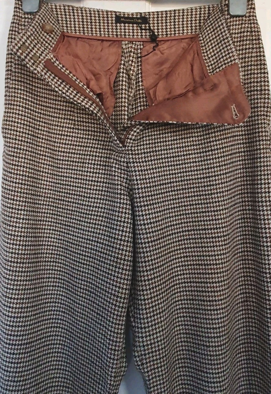 MASSIMO DUTTI Trousers Womens UK 8 Brown Mix Houndstooth W28" L25" Vgc  thumbnail 4
