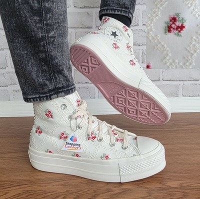  Converse Chuck Taylor Lift Rose Cross Stitch 10.5 Women's Shoes Sneaker A13659C