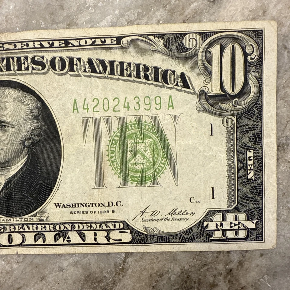 1928B $10 FRN (Boston) Fr. 2002A Light Green Seal VF+ - Image 4 of 4