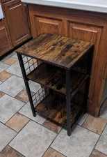 Record Player Stand 3 Tier End Table 100 Album Storage 11.8"D x 15.8"W x 26.2"H