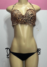 Victoria's Secret Brown and Black Leopard Bikini zs top 38B. Bikini L