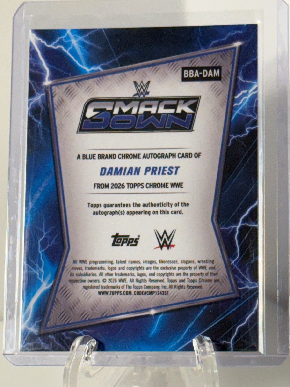 2026 Topps Chrome WWE #BBA-DAM Damian Priest Blue Brand Auto view 2