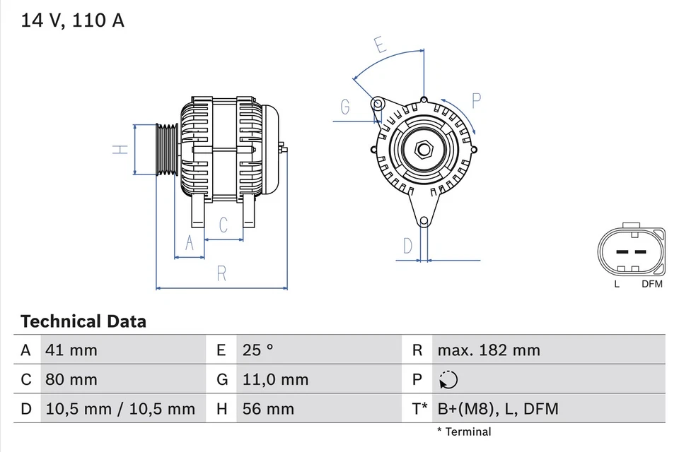 ALTERNATOR 0 986 082 320 FOR FIAT DUCATO/Platform/Chassis/Van/Bus IVECO 2.3L - Image 2 of 4
