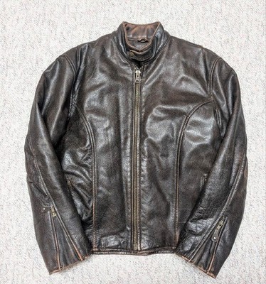 1990s vintage CAFE RACER leather jacket M brown PATINA motorcycle BIKER mad max