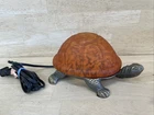 Turtle Glass Lamp Orange Speckled Tiffany Style Vintage Brass Base