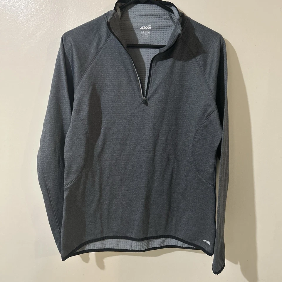 Top de rendimiento Avia para mujer rojo a rayas manga larga 1/4 cremallera talla L 12-14 Foto 2 de 4