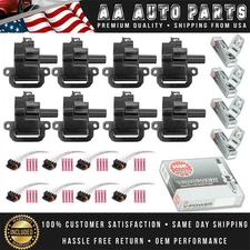 8x lgnition Coil & 8 NGK Spark Plug & 8 Connector for Chevrolet Pontiac Cadillac