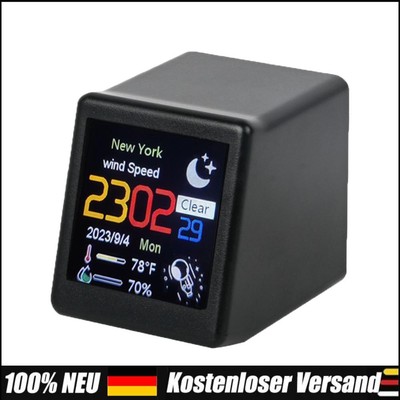 WiFi Clock Desktop Digital Weather Clock Smart Weather Station (Black)