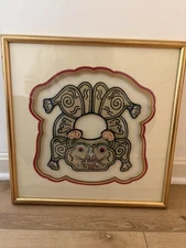 Chinese silk ceremonial child's collar professionally framed By Zhang’s Textiles