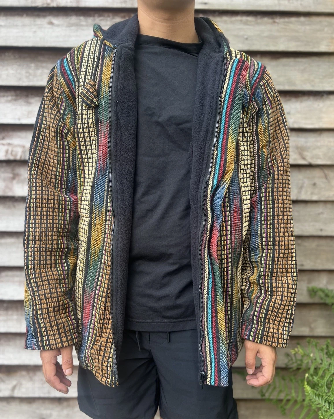 Unisex Cotton Fleece Inner Hoodie Hippie Jacket Retro Festival Winter Jacket