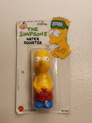 #ad Vintage 1990 The Simpsons BART Water Squirter Mattel NOS New On Card Arco Toys $19.98